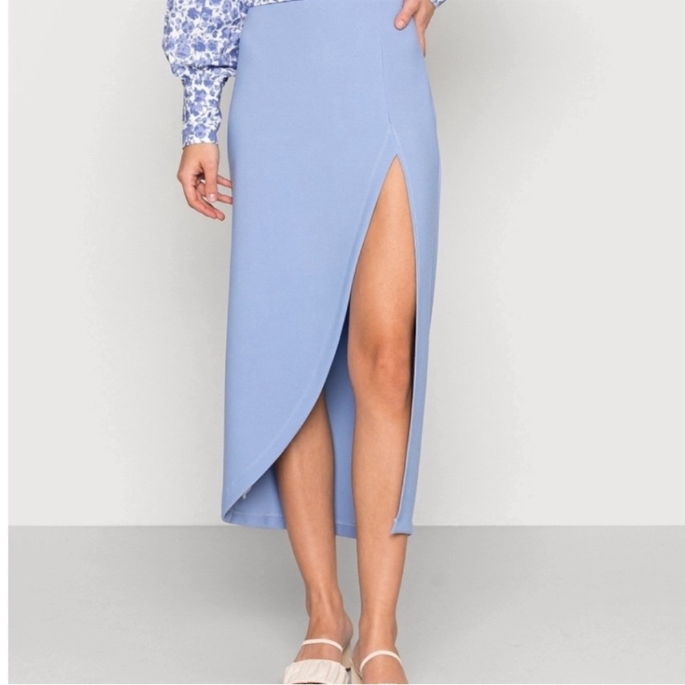 NWT Abercrombie and Fitch periwinkle high slit midi skirt A&F